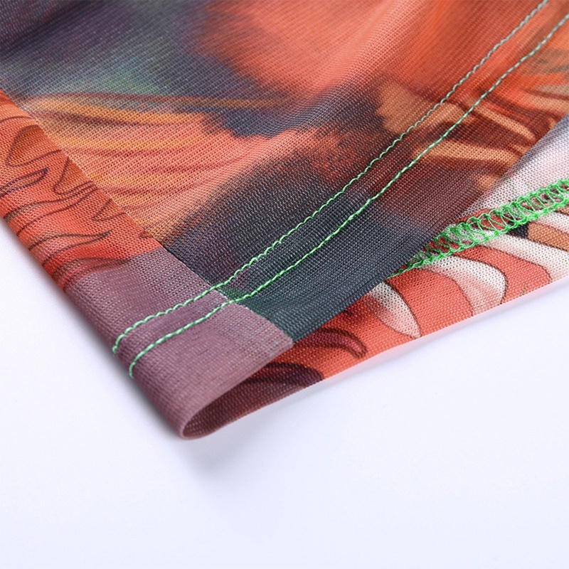 Set Áo Croptop Dài Tay + Chân Váy Rút Dây Màu Gradient Thời Trang Nữ