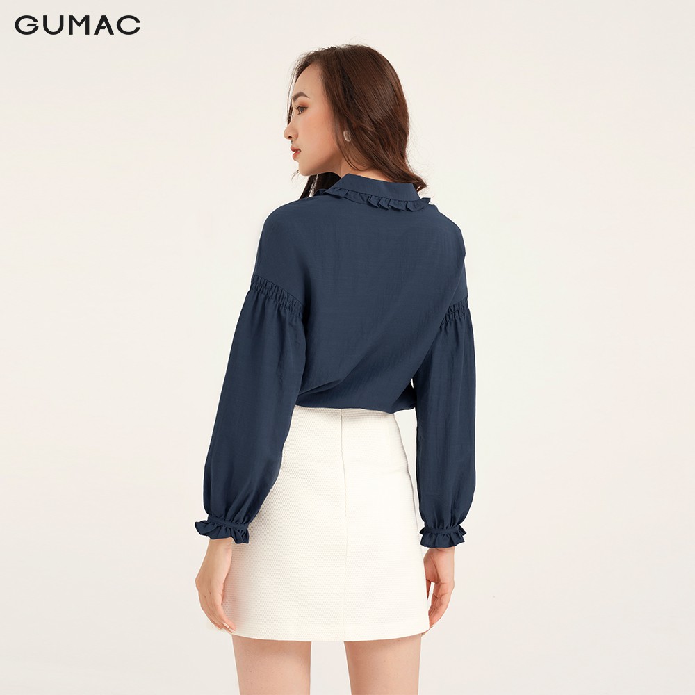 Áo sơ mi nữ nhún tay cổ bèo GUMAC đủ màu, đủ size, thiết kế basic, sang trọng, thanh lịch AB128 | BigBuy360 - bigbuy360.vn