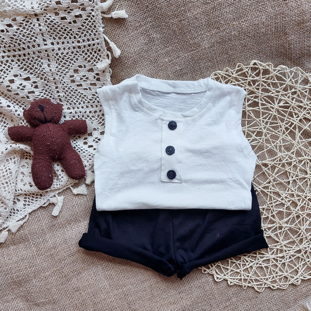 Đồ bộ cho bé quần áo ba lỗ đính cúc ngực AM728 TTR225