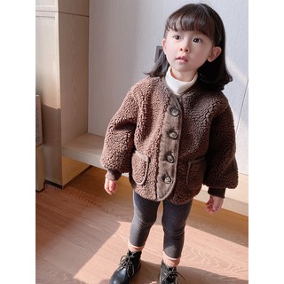 Áo khoác lông cừu lót bông dày dặn ấm áp mùa đông cho bé gái