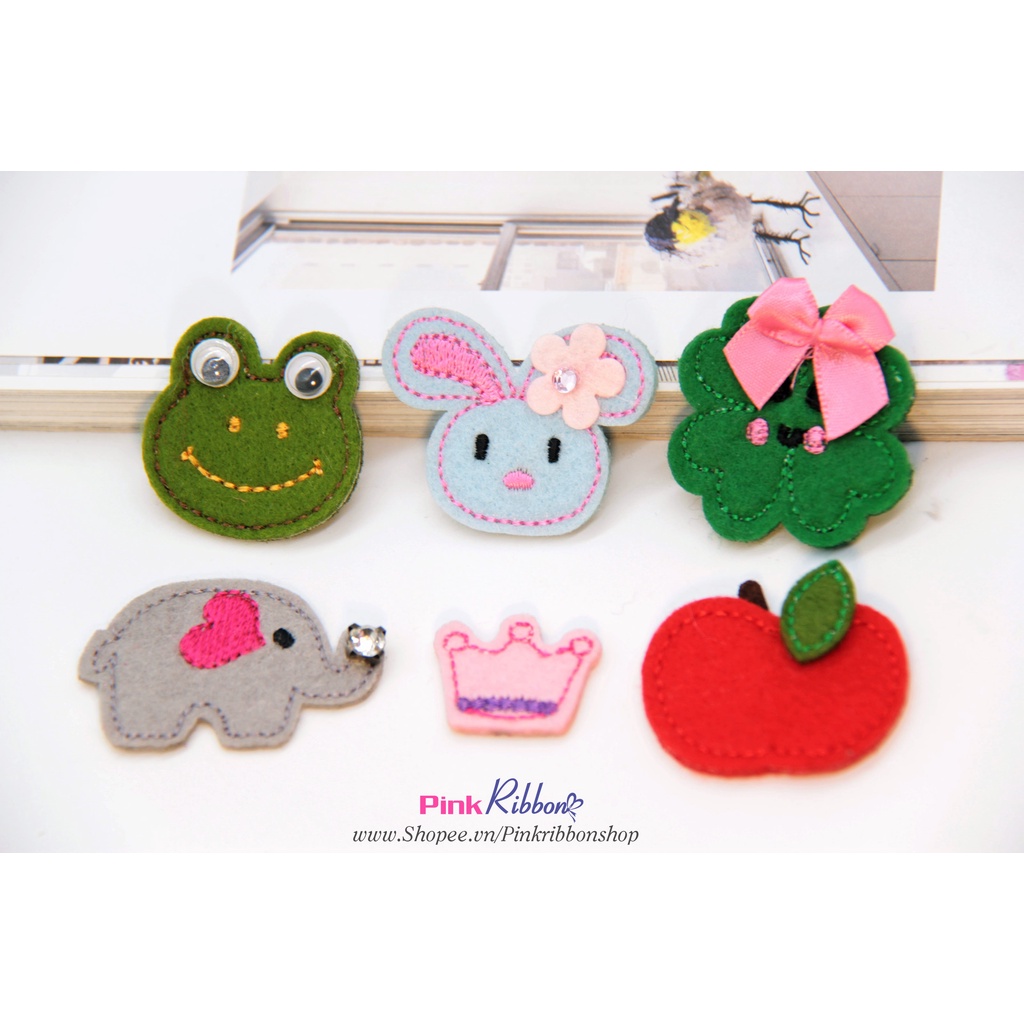 SET 2 CÁI - Sticker vải dạ thêu hình dễ thương (không dính)