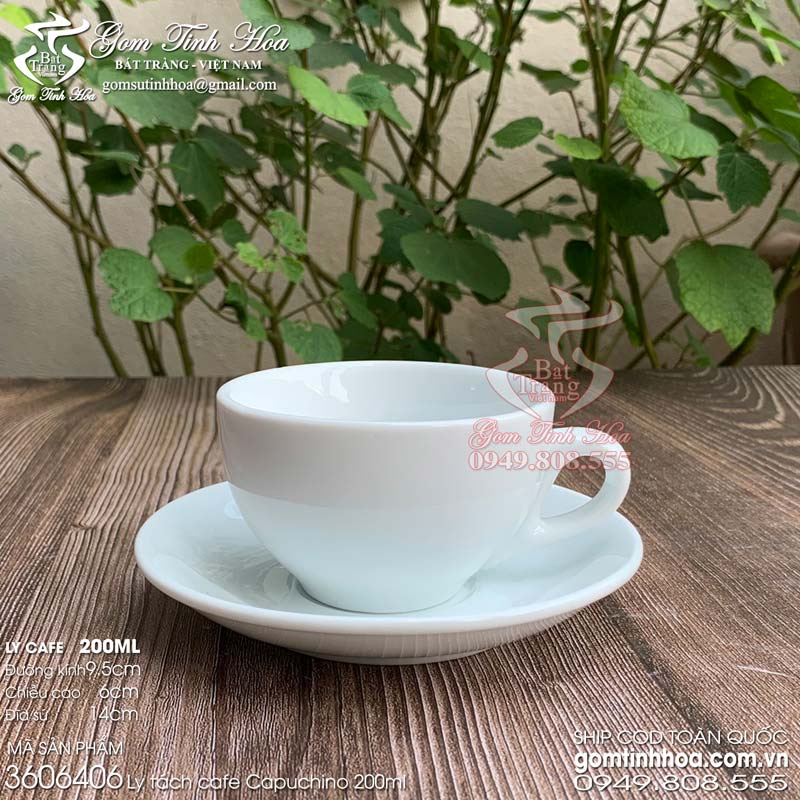 Ly sứ uống cafe Cappuccino và Espresso, Latte men trắng gốm sứ Bát Tràng