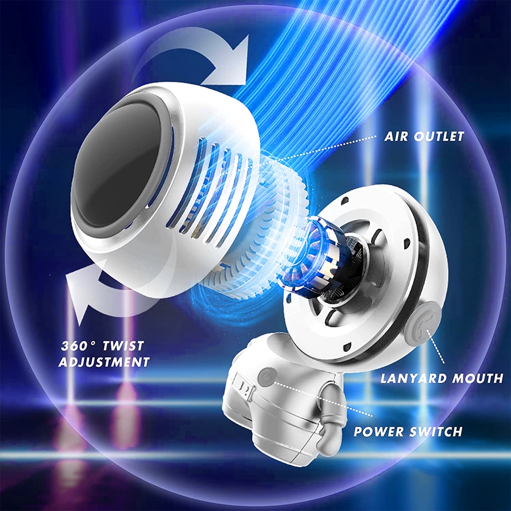 Quạt Đeo Cổ Không Cánh Xoay 360 Độ Sạc USB Tiện Dụng°Quạt Xoay Mini Cầm Tay Tiện Lợi