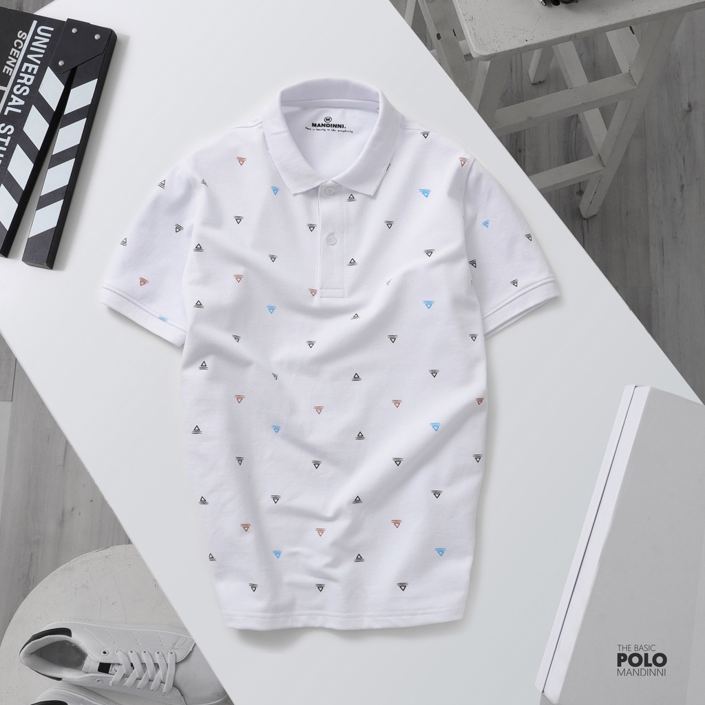 Áo thun polo hoa tiết tam giác 4 màu By Mandinni