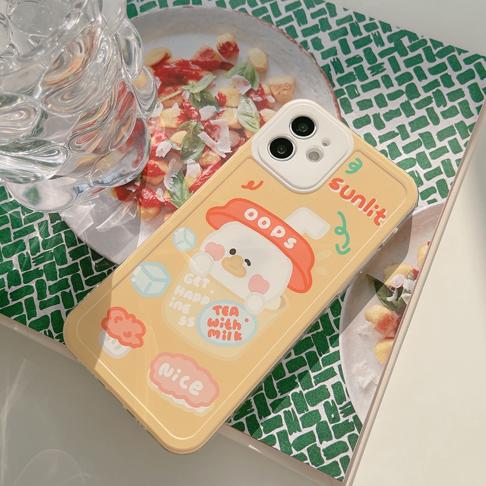 ốp iphone 11 Ốp điện thoại TPU hình vịt trà sữa cho iPhone 11 ProMax X Xr Xs Max 7 8Plus Se 2020 12 promax 12mini 13promax 13mini