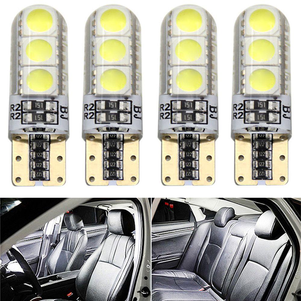 Set 4 Đèn Led COB 5050 6SMD Ánh Sáng Trắng Siêu Sáng Gắn Biển Số Xe Hơi