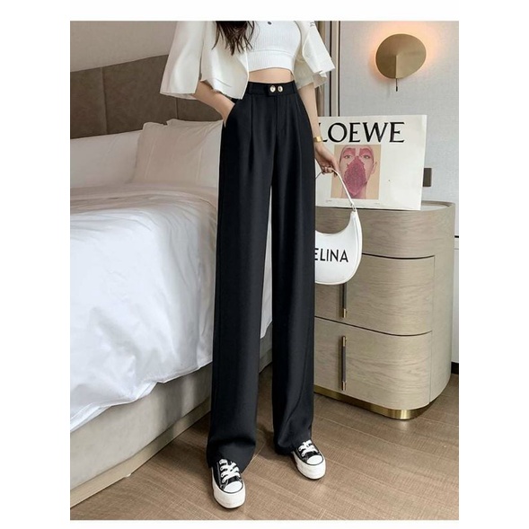 Quần ống rộng 2 cúc cạp cao lưng chun
