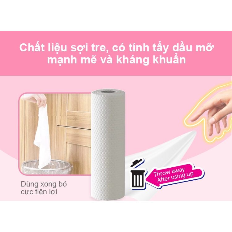 Khăn lau sợi tre một lần dùng đánh bay dầu mỡ kháng khuẩn MyJae 30 cái/ bịch 20 x 25cm