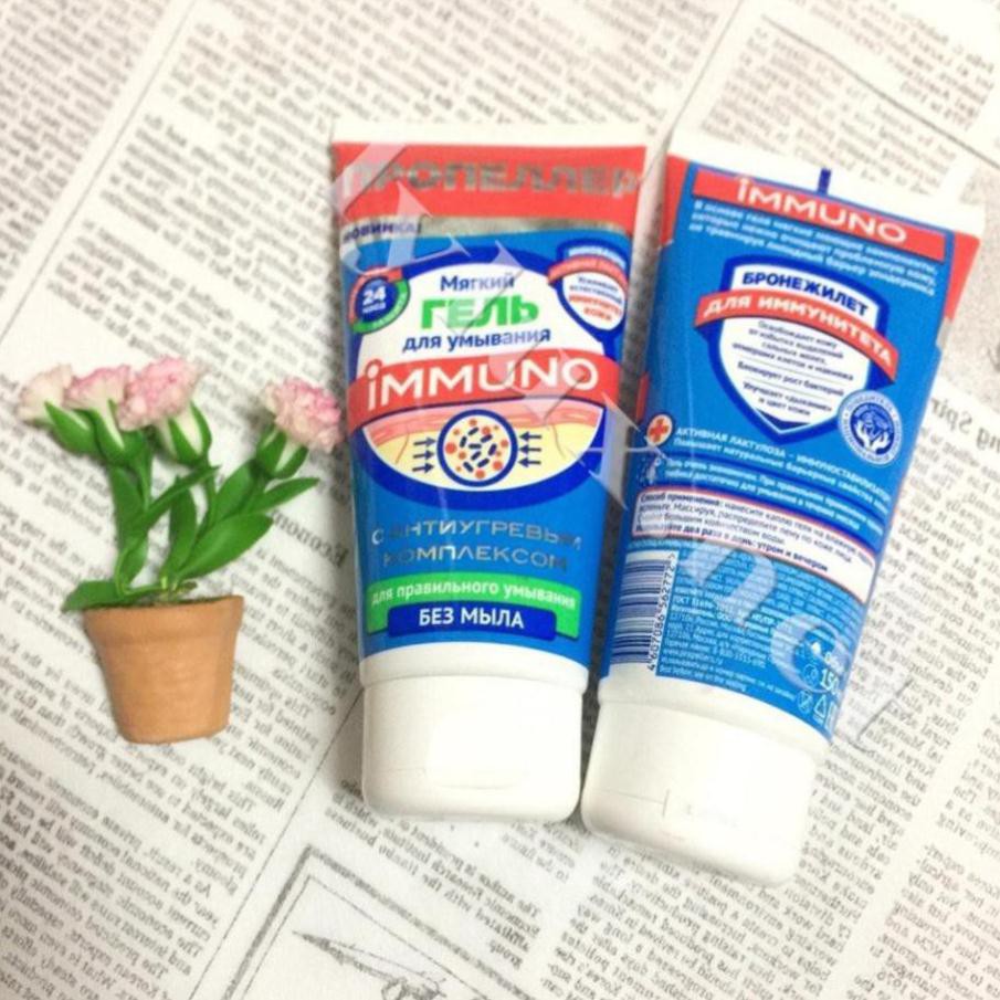 Sữa Rửa Mặt Ngừa Mụn Immuno Dạng Gel Của Nga - 150ml - Nhẹ nhàng lấy đi những nhân mụn cho da nhạy cảm