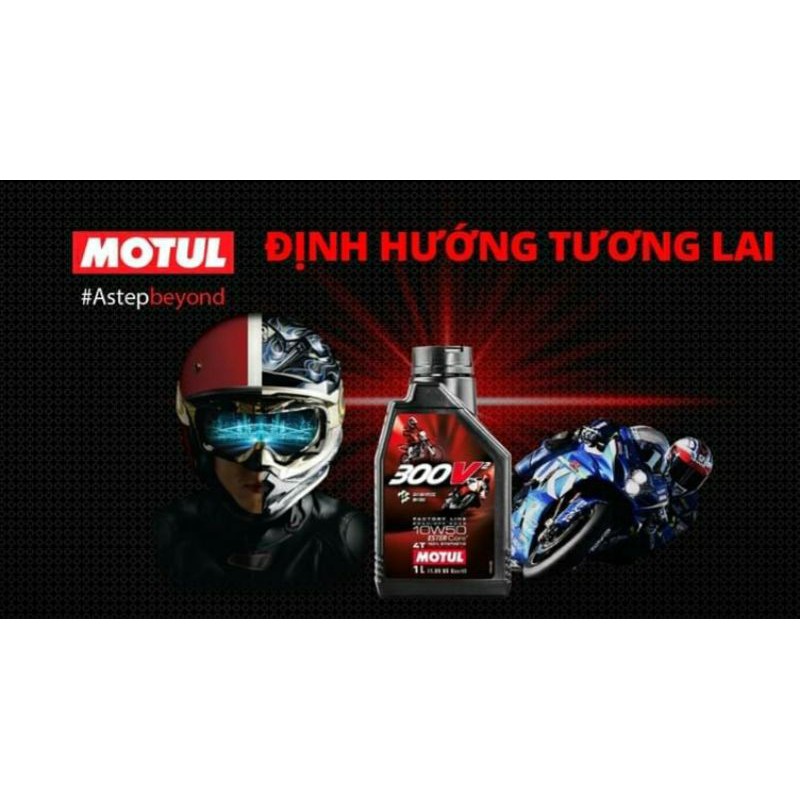 Nhớt Motul 300V 300V2 10W40 và 10W50 Pháp 1L chính hãng (tem 1 lớp, một, Ester core tổng hợp toàn phần 100%)