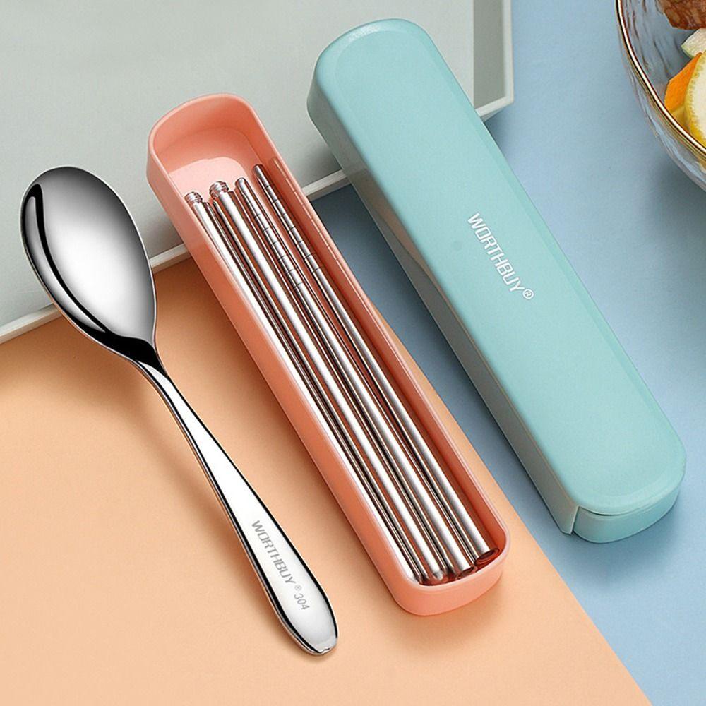 KUNHEV Bộ Muỗng Đũa Gấp Gọn Bỏ Túi Tiện Dụng