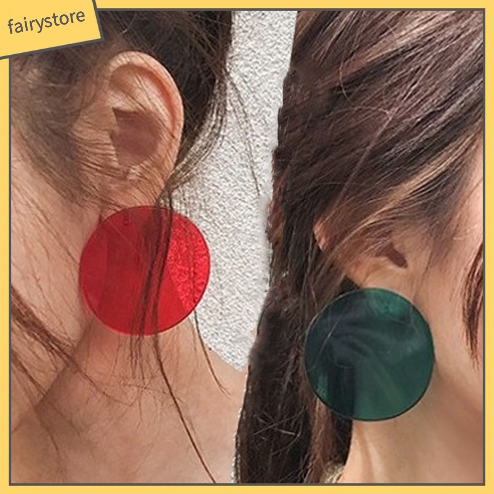 Bông tai tròn thiết kế dạng ống kính nhiều màu thời trang cho nữ