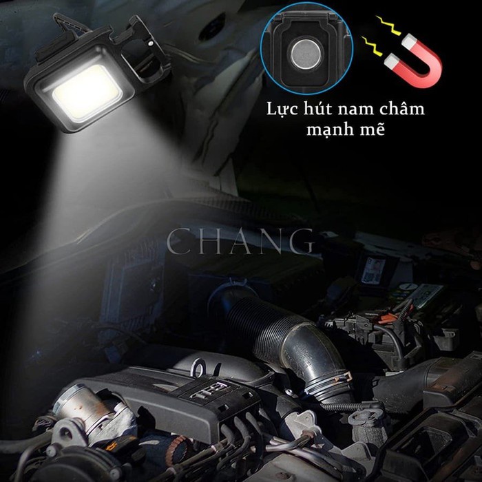 Đèn pin cob mini kiêm móc khóa dùng mở nắp chai đa năng tiện dụng
