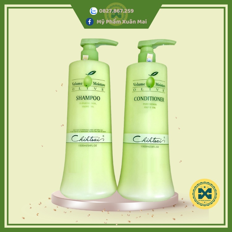 Bộ Dầu Gội Xả Chihtsai Volume Moisture Olive Siêu Mượt 1000ml