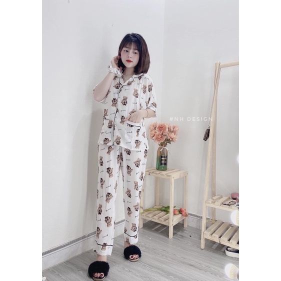 Đồ bộ pijama lụa mango cánh dơi tặng kèm dây cột tóc