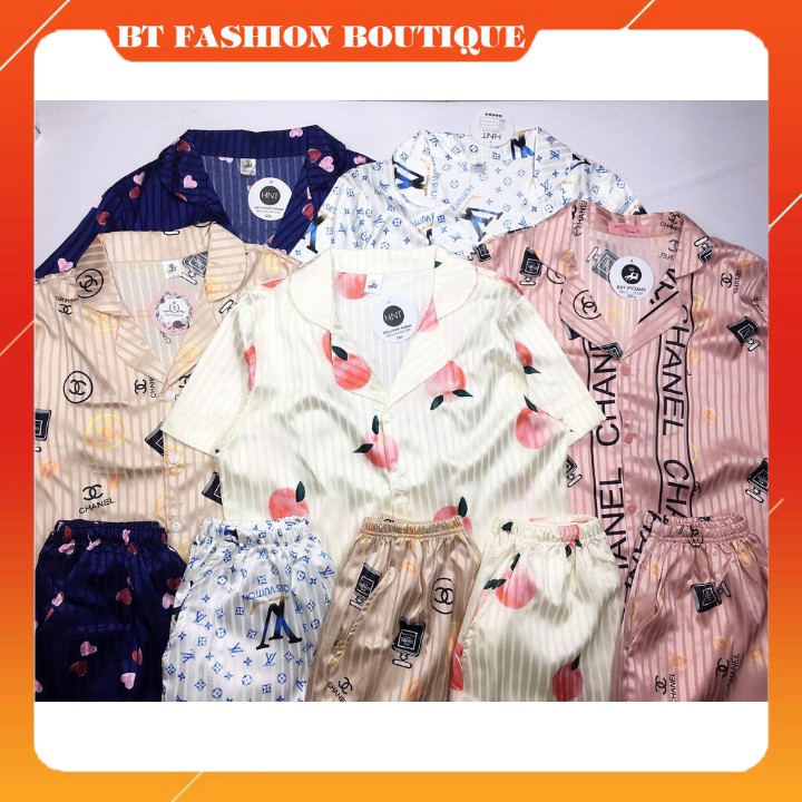 Bộ Lụạ Gấm HNT PYJAMS tay cộc, quần đùi, chất cao cấp mịn đẹp | BigBuy360 - bigbuy360.vn