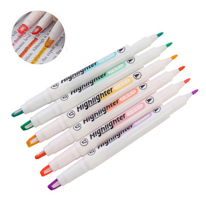 Set 6 Bút Đánh Dấu Hai Đầu 1 Đầu / 6 Màu Khác Nhau Dùng Để Đánh Dấu Trang Trí Album Ảnh/Album Ảnh DIY