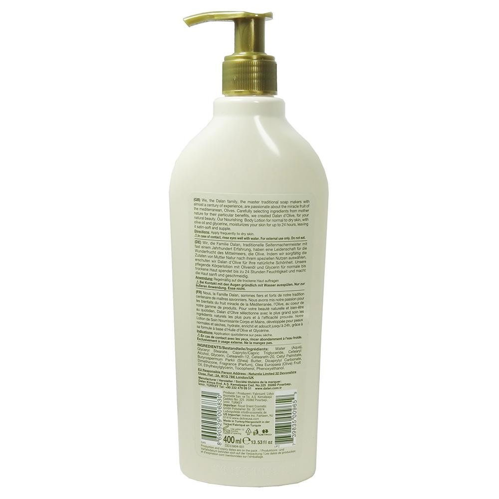 [CHÍNH HÃNG] Sữa Dưỡng Thể Toàn Thân Từ Tinh Dầu Olive Dalan D'Olive Pure Olive Oil Body Lotion 400ml