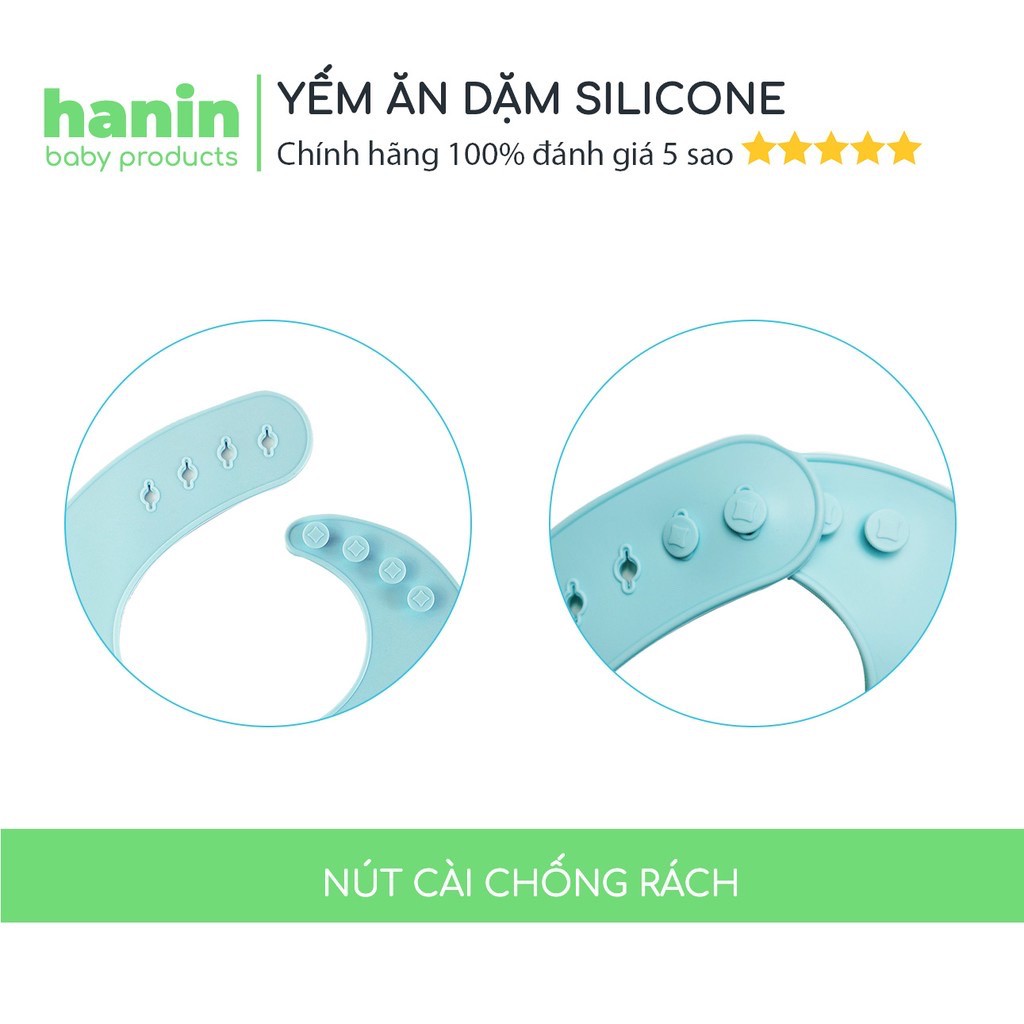 Yếm Ăn Dặm Silicon Hanin Baby Cao Cấp, Máng Yếm Rộng, Siêu Mềm, Dễ Dàng Vệ Sinh