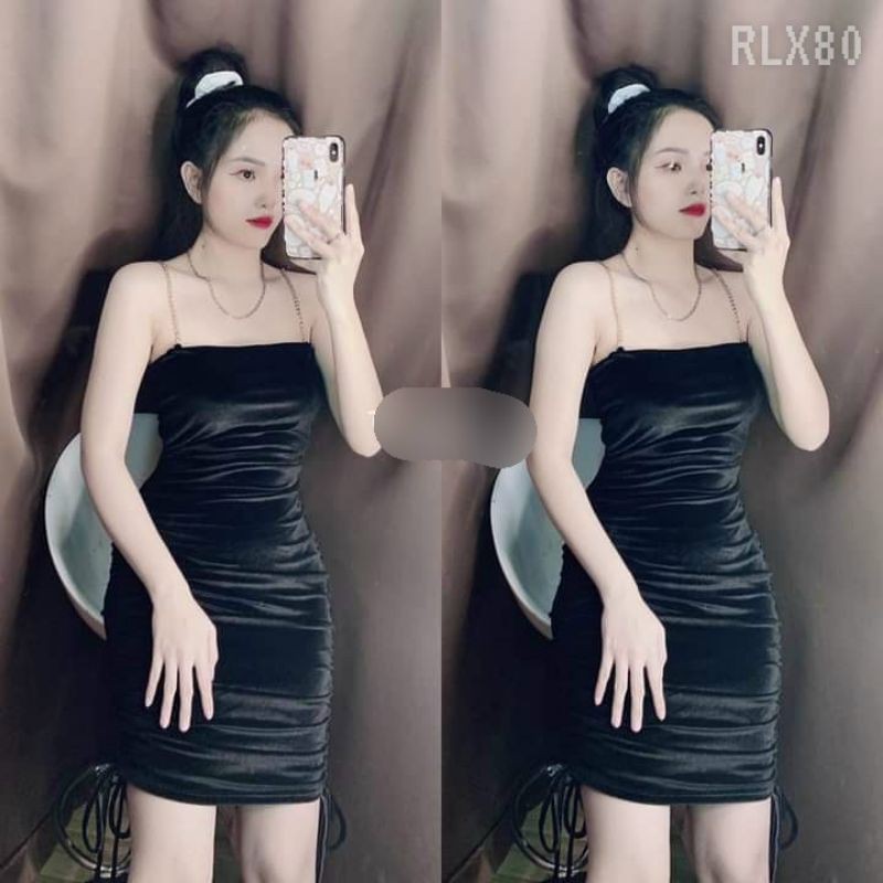 (Hình thật 100%)ĐẦM NHUNG DÂY XÍCH RÚT DÂY 2 BÊN CNU05