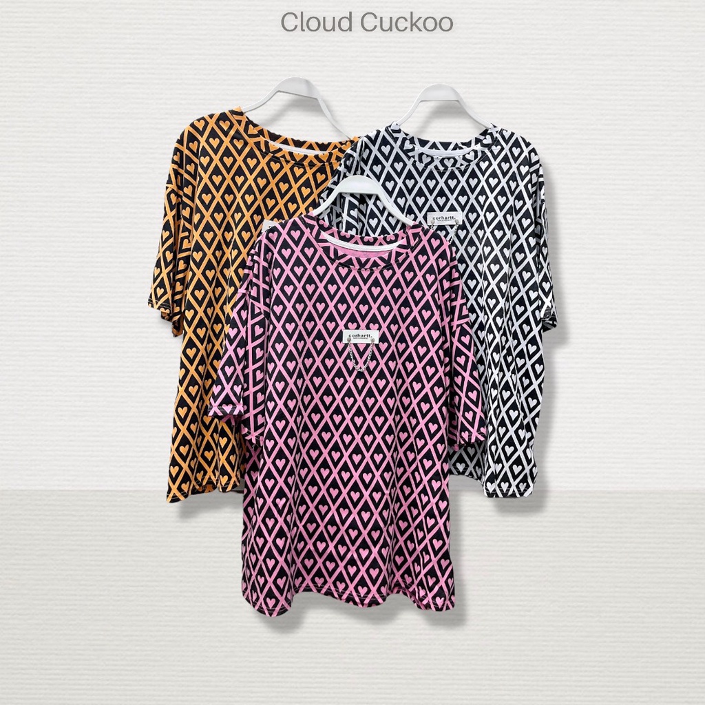 Áo Thun Họa Tiết Trái Tim Đính Tag Logo Cá Tính Chất Cotton Mềm Mát Mịn Phom Áo Dáng Oversize - Mã Số: YG53
