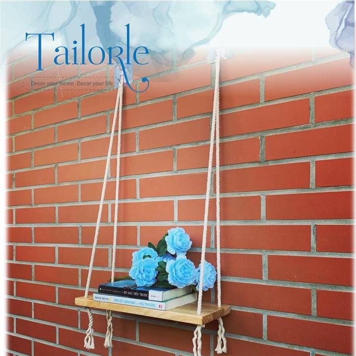 Kệ gỗ treo tường, kệ dây thừng trang trí mặt gỗ AA chất lượng cao | BigBuy360 - bigbuy360.vn