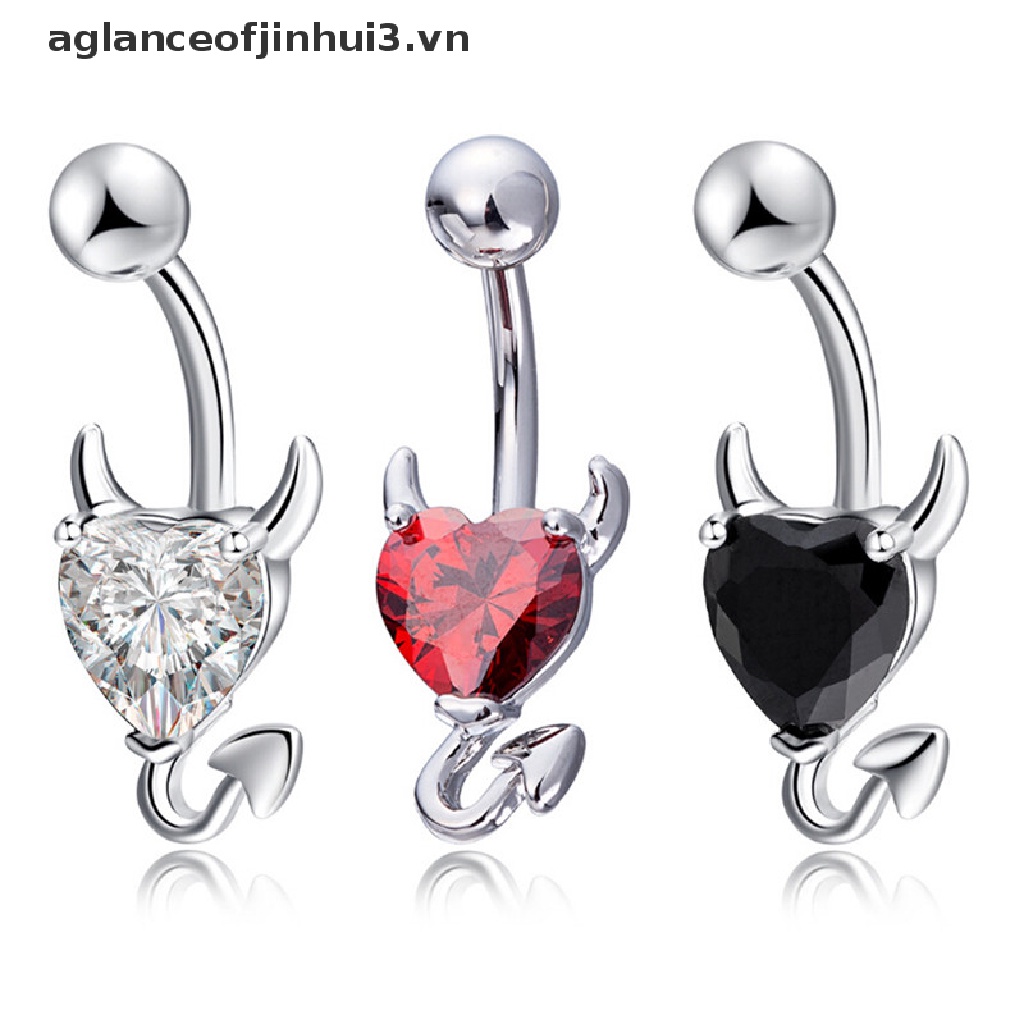 Khuyên Rốn Hình Trái Tim Ác Quỷ Đính Đá Pha Lê Cá Tính