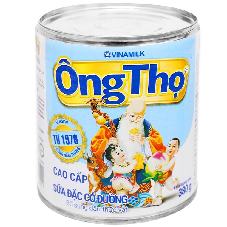 Sữa đặc có đường Ông Thọ trắng nhãn xanh lon 380g