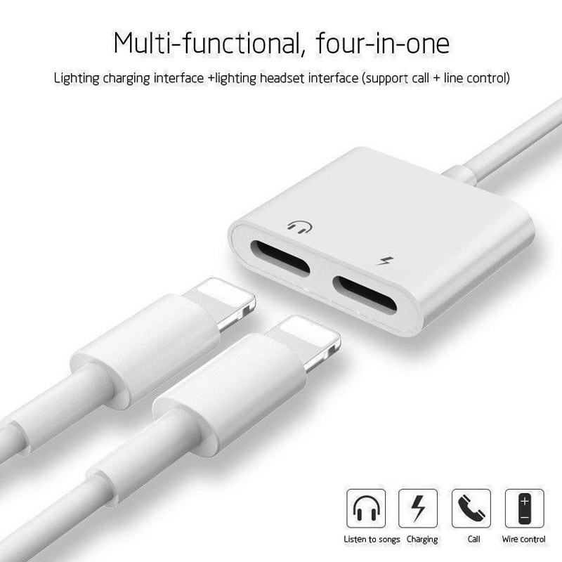 Dây cáp chuyển đổi tai nghe âm thanh 3.5 mm giắc cắm Lightning 2 trong 1 dành cho iPhone 7 X