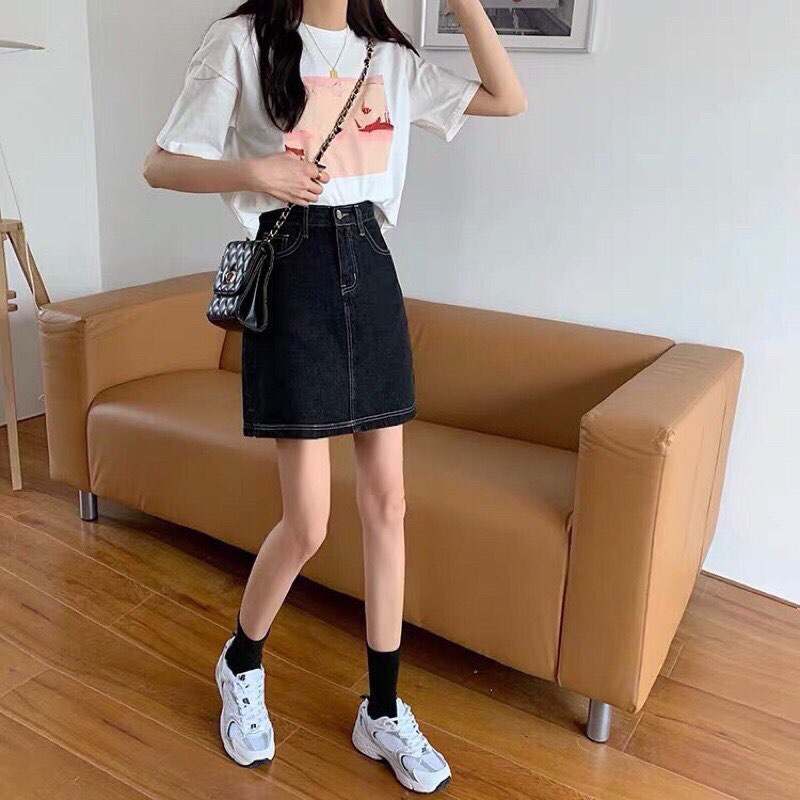 Chân váy bò dáng chữ A xinh xắn