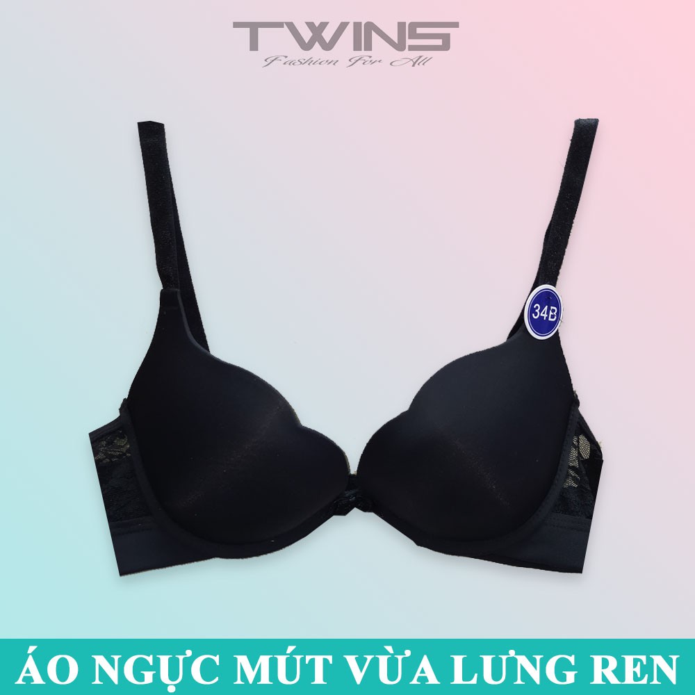 Áo ngực nữ có gọng nâng ngực tạo khe phom chữ V trơn lưng ren mút ép vừa mềm mịn size 34-36-38