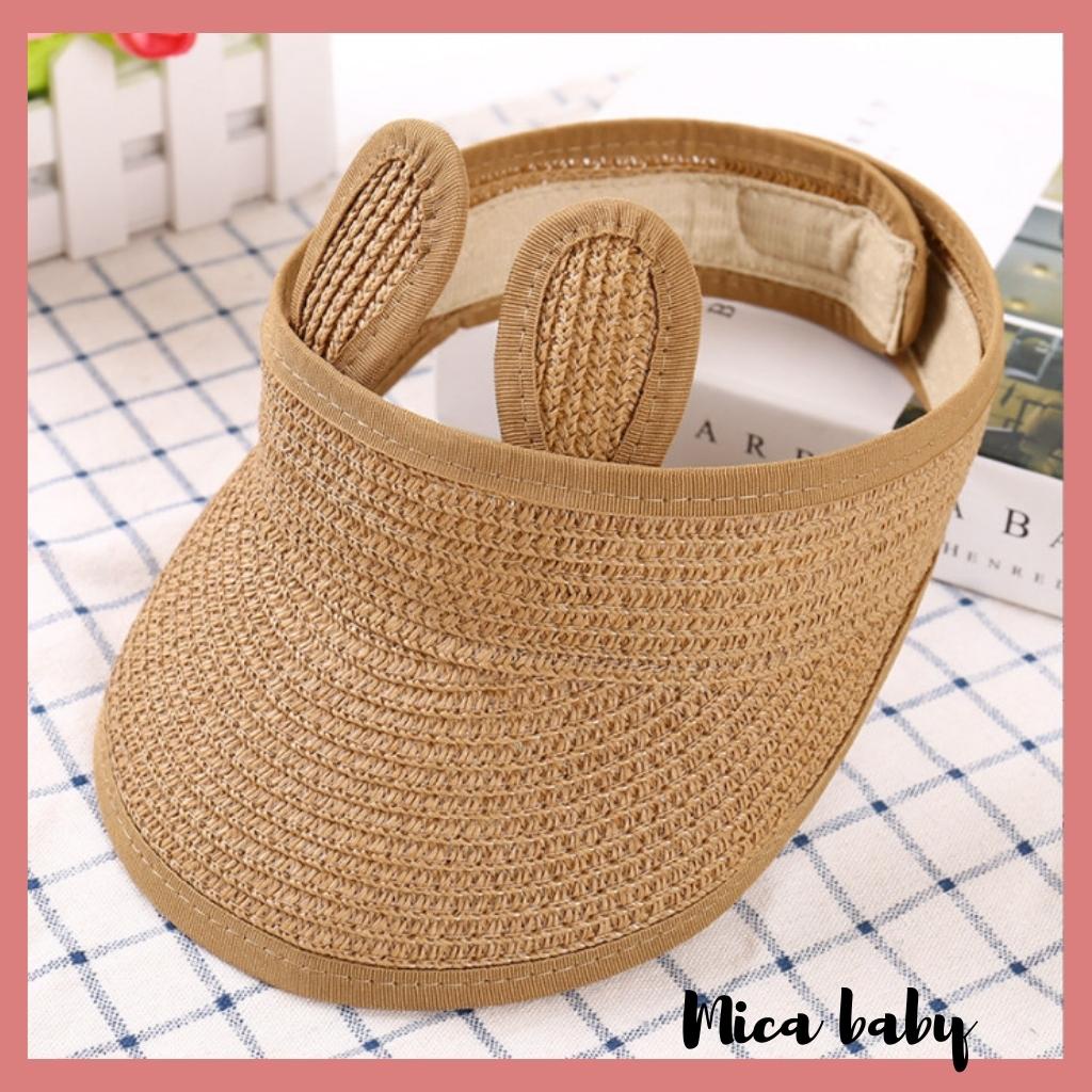 Mũ cói nửa đầu gắn tai thỏ dễ thương cho bé Mica Baby MH111