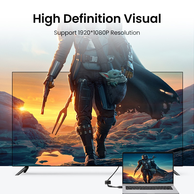 Bộ chuyển đổi UGREEN từ cổng HDMI sang VGA có giắc cắm 3.5mm 1080p
