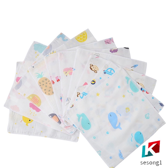 Se Khăn Gạc Cotton 4 Lớp Mềm Mại Cho Bé 25x25cm