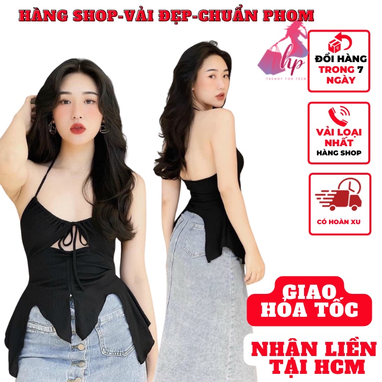 Áo hai dây nữ hở lưng đẹp ôm body khoét ngực thun gân sang chảnh phong cách hàn quốc cực sexy A157