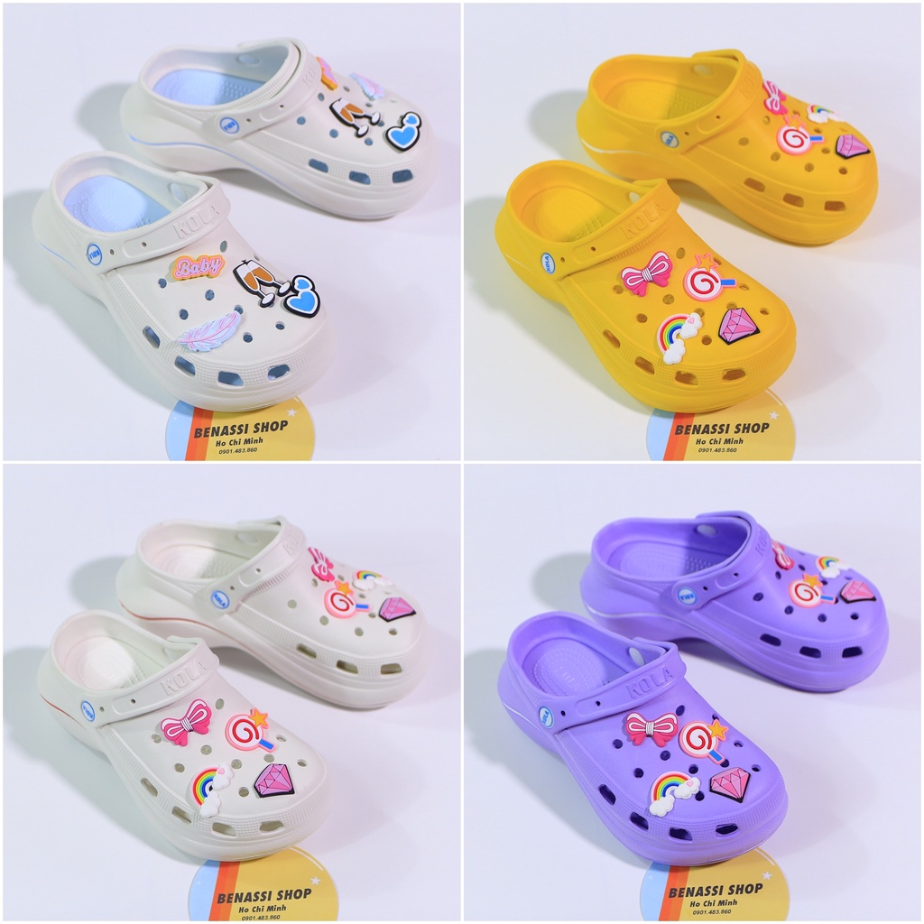Dép sục nữ kola cao 6,2cm, Sục nữ độn đế kèm Sticker chất liệu Eva chống thấm nước
