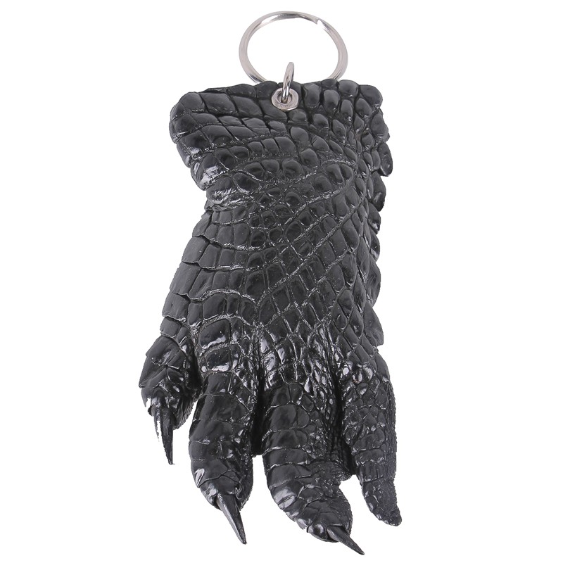 Móc khóa da cá sấu Huy Hoàng nguyên màu đen-HP8271