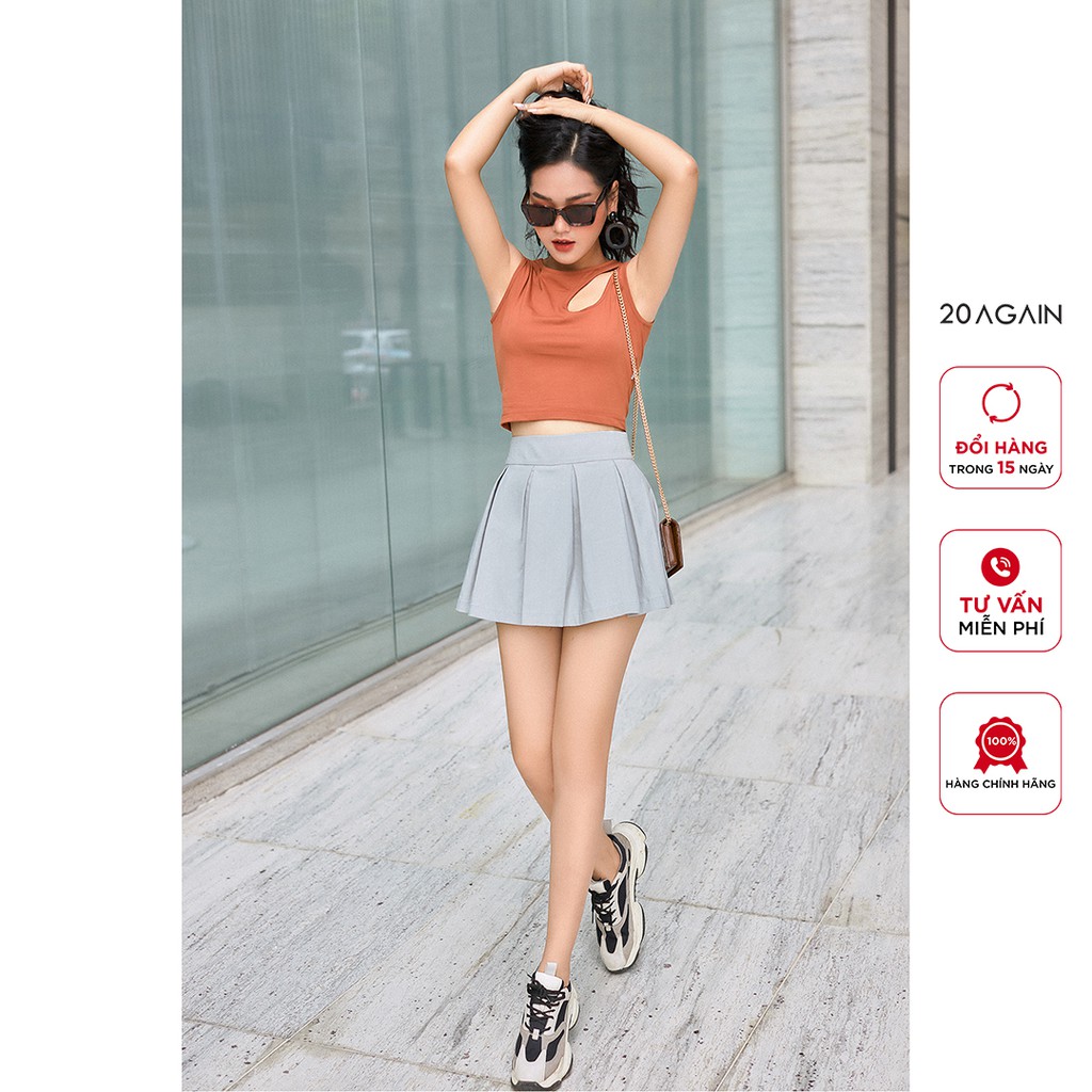 Áo thun crop top hở vai nữ tính 20AGAIN, thiết kế lệch vai quyến rũ ATA1471 | BigBuy360 - bigbuy360.vn
