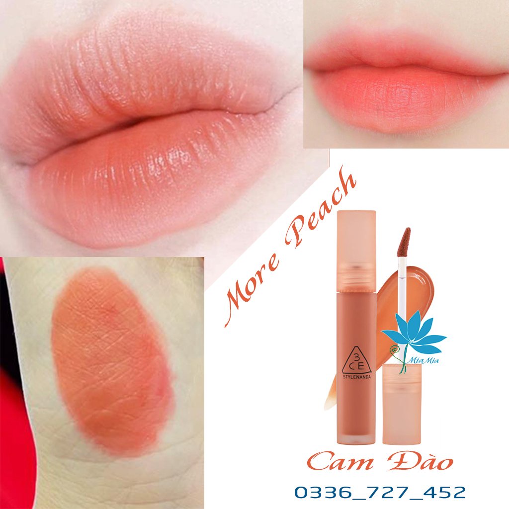 Son 3CE Blur Water Tint MORE PEACH  - MÀU CAM ĐÀO BỀN MÀU LÂU TRÔI