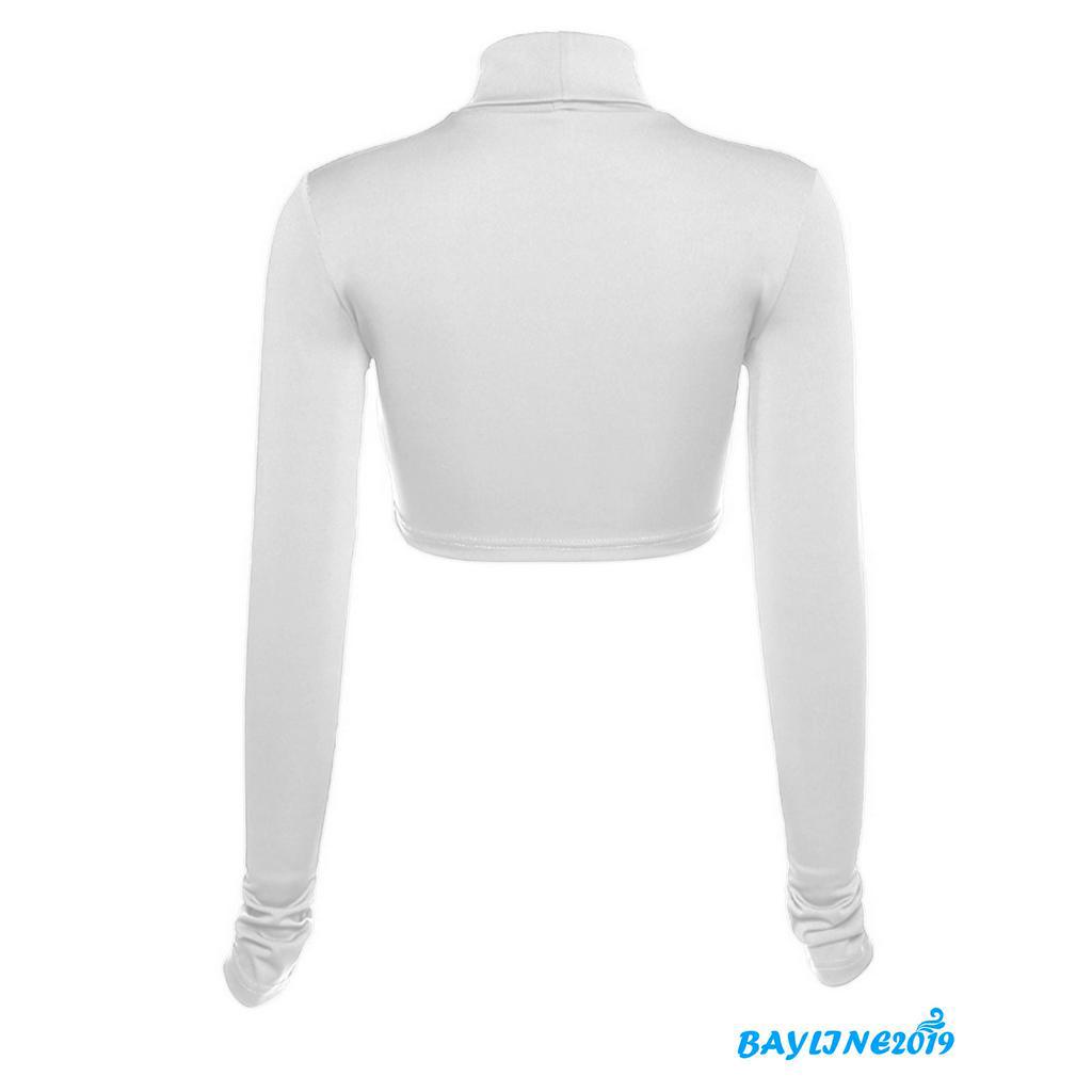 Áo croptop tay dài màu trơn thời trang trẻ trung năng động cho nữ