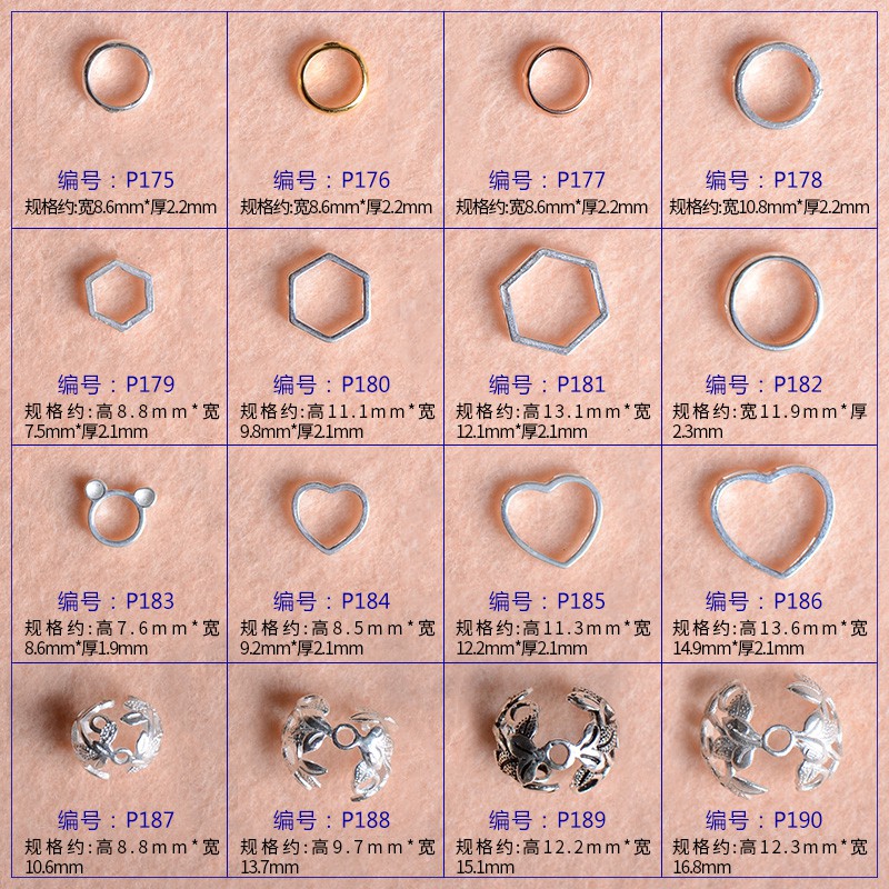 S925 Sterling Silver DIY Handmade Parts Đính cườm Vòng đeo tay hình tròn hình trái tim Tất cả Túi hoa bao gồm Hollow Pinning