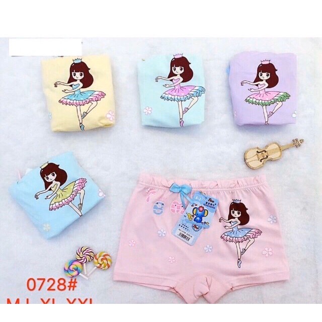 Set 5 Quần Lót Đùi Cho Bé Gái 100% Cotton Bao Đẹp