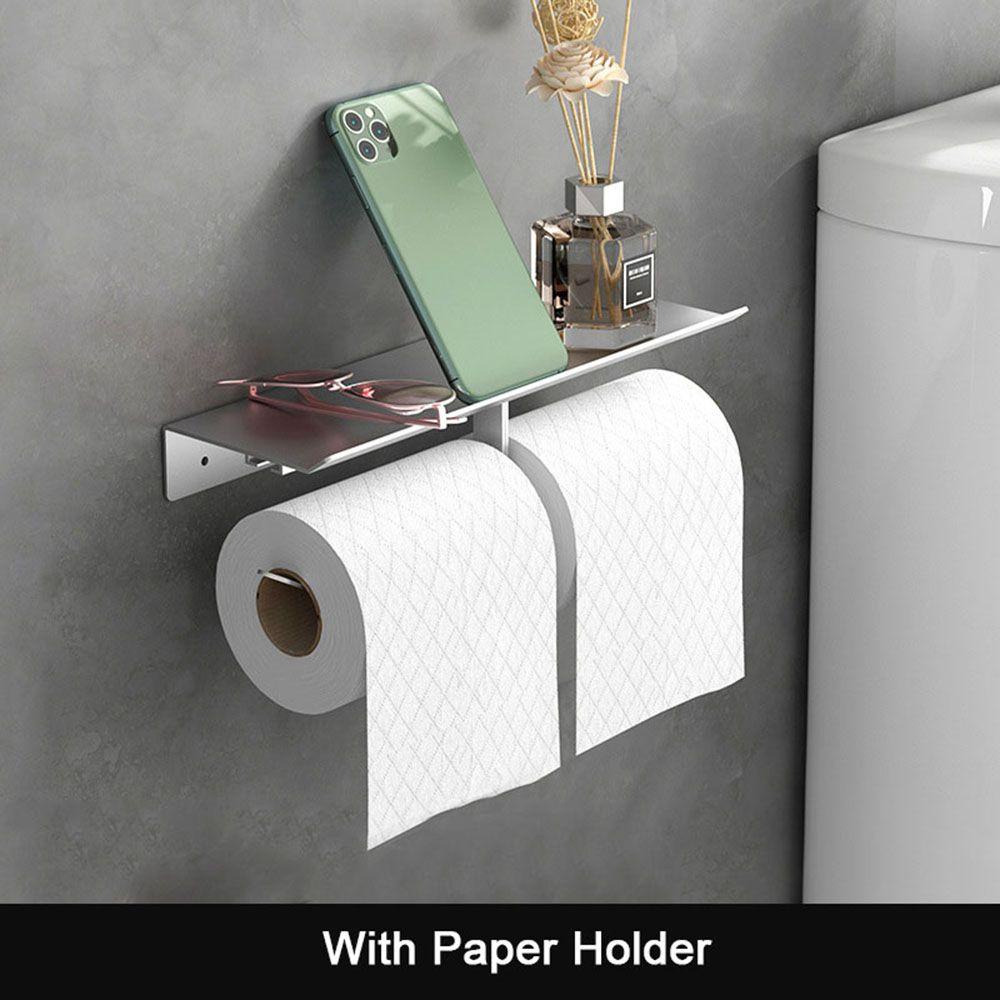 Hộp Đựng Cuộn Giấy Vệ Sinh Gắn Tường Không Cần Đục Lỗ Kèm Giá Đỡ Điện Thoại Di Động Cho Nhà Tắm