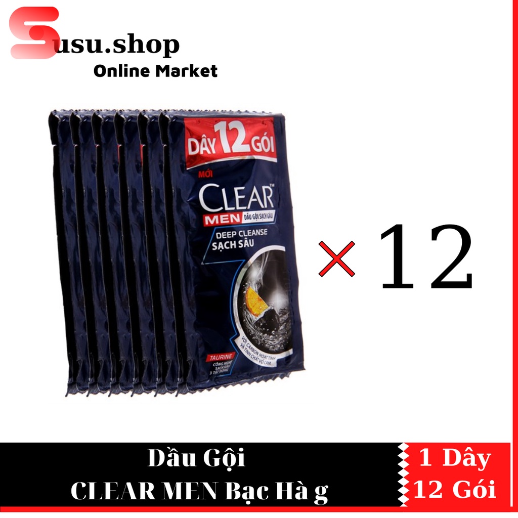 Dây DẦU GỘI CLEAR MEN BẠC HÀ 5g x 12 Gói