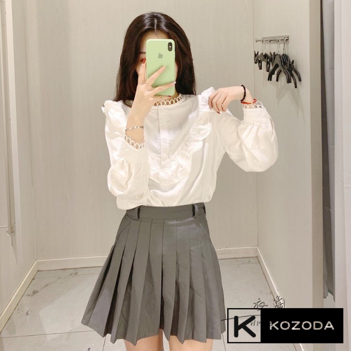 Áo Sơ Mi Kiểu Nữ Màu Trắng đẹp dài tay phong cách ulzzang vintage hàn quốc cao cấp họa tiết ren kozoda SM11