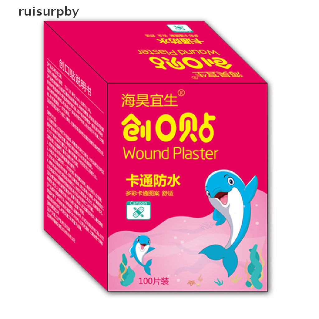 Bộ 100 Băng Dán Sơ Cứu Chống Thấm Nước Họa Tiết Hoạt Hình Dễ Thương