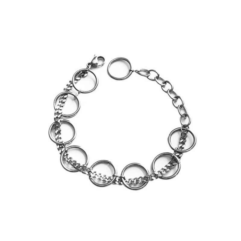 Vòng Tay Nhiều Lớp Bằng Thép Không Gỉ Thời Trang Hip Hop Đơn Giản 23558