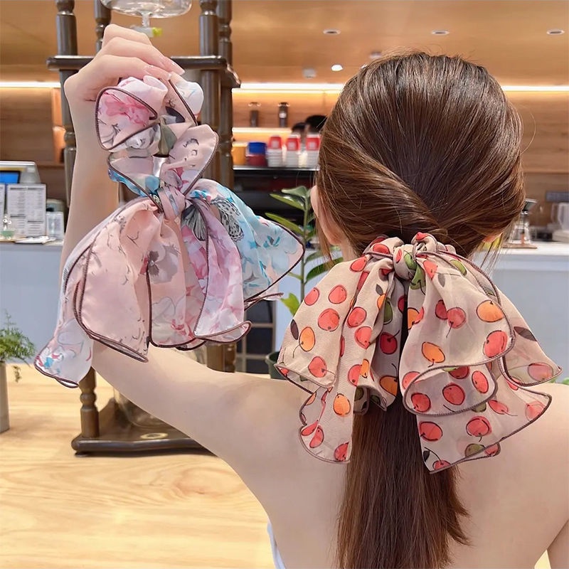 Dây Cột Tóc Cao Su Phối Lưới Phong Cách Hàn Quốc Thời Trang Cho Nữ