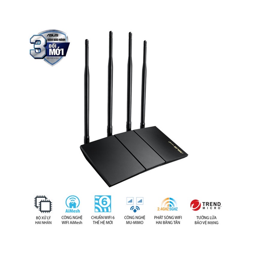 Bộ phát wifi 6 Asus RT-AX1800HP AX1800Mbps MU-MIMO OFDMA  Xuyên tường