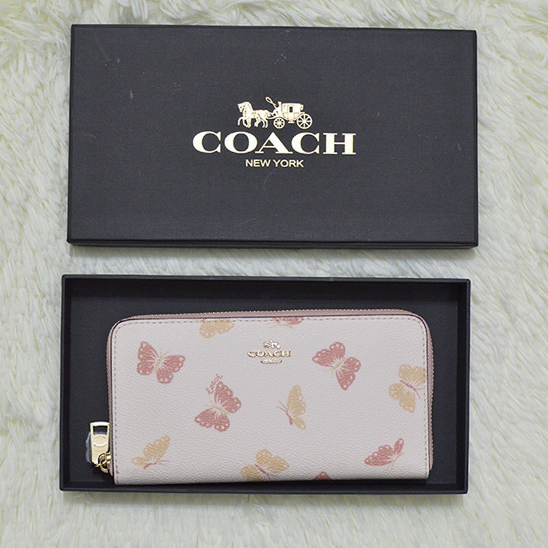 Coach Accordion Zip Wallet With Butterfly Print F72417